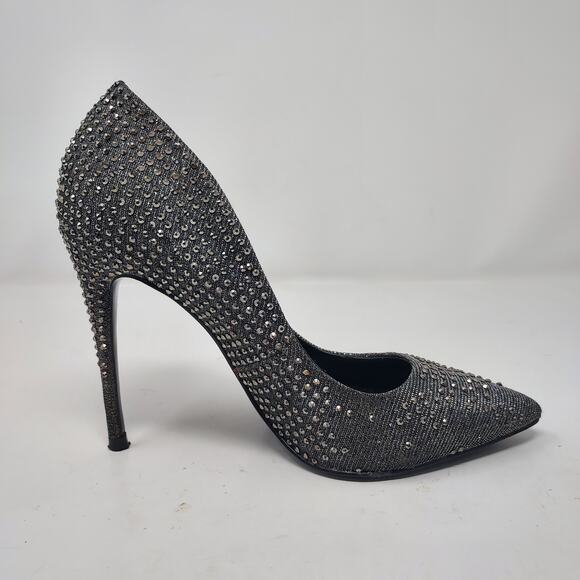 Steve Madden "Daisie" Silver Studded Stiletto Pump Pointy Toe Heels Size 6 - Picture 4 of 8